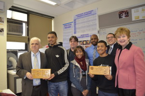 Assemblyman Joseph Lentol and NYS Regent Kathleen Cashin were presented with wodden plaques desgined by WHSAD students and created in in our laser engraver. 